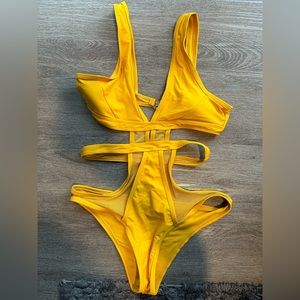 One piece yellow swimsuit
